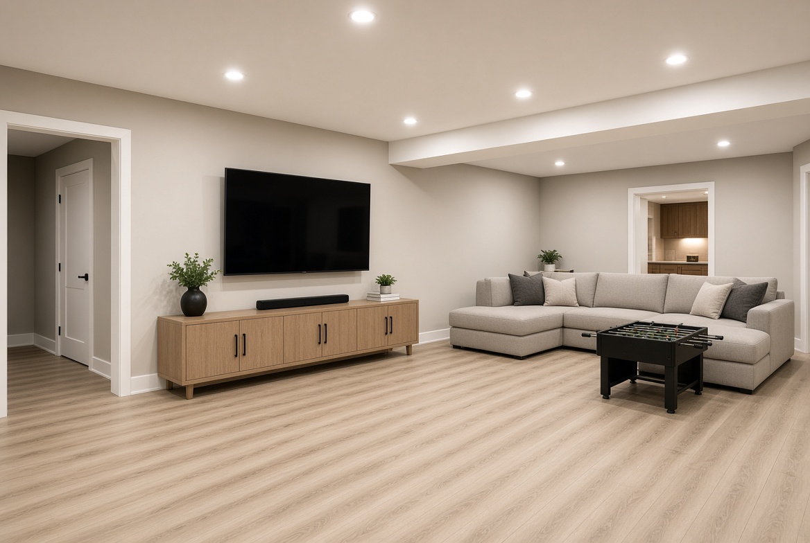 Finished basement recreation room