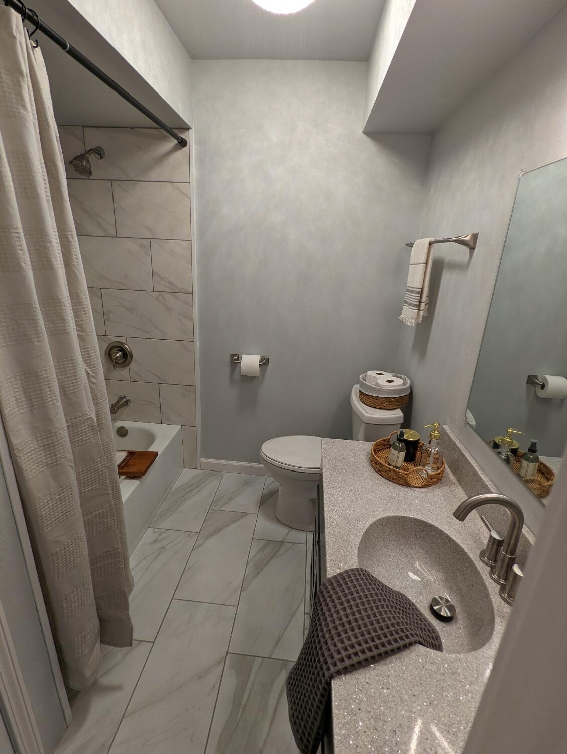 Finished marble tub bathroom